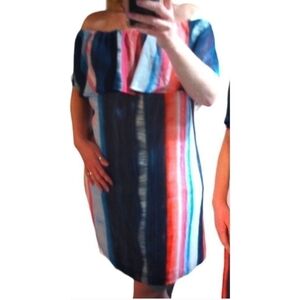 Ava & Viv Striped Off the Shoulder Dress